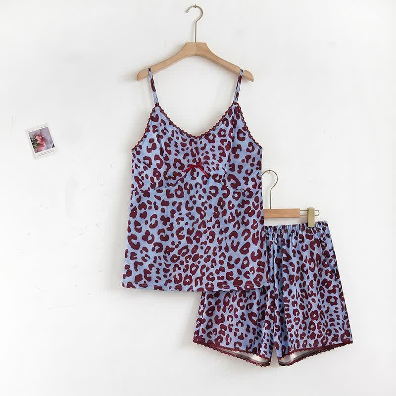 Blue Leopard Print Cami Loungewear Set - image 1