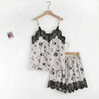 Romantic Floral Lace Cami Pajama Set - image 1
