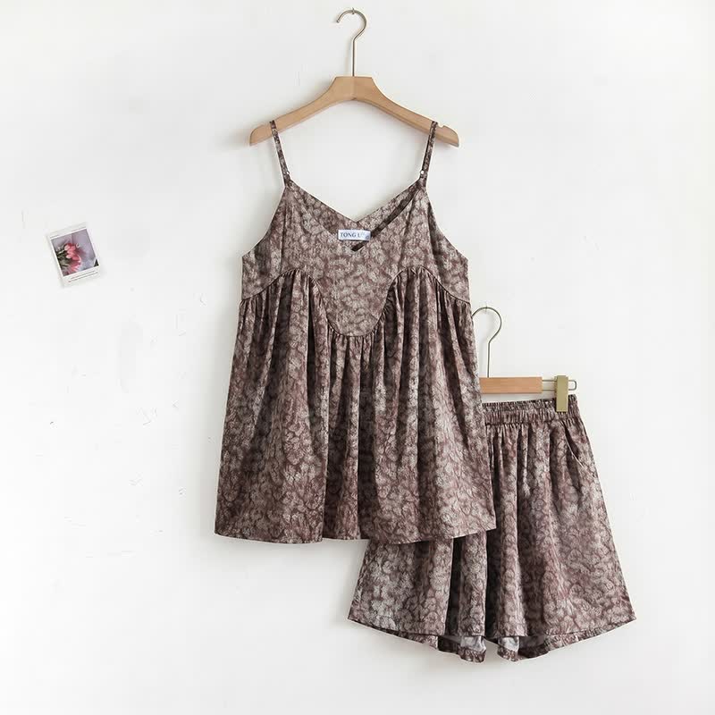 Vintage Print Cami & Shorts Pajama Set - image 1