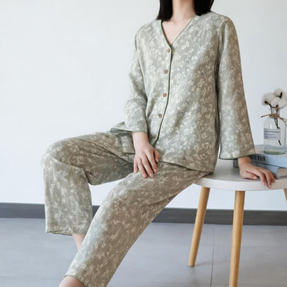 Soft Floral Cotton Button Front Pajamas - image 4