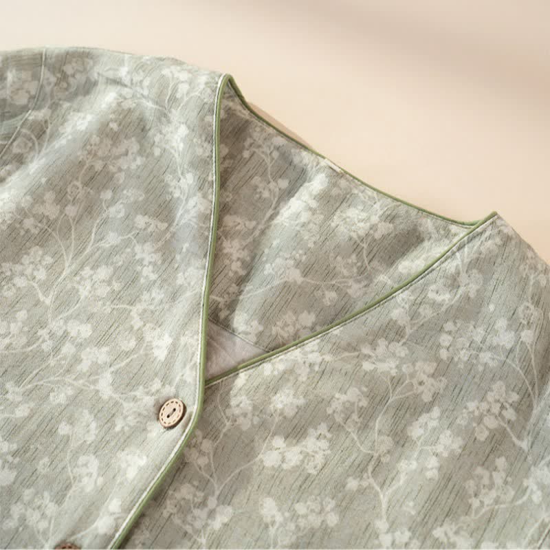 Soft Floral Cotton Button Front Pajamas - image 6