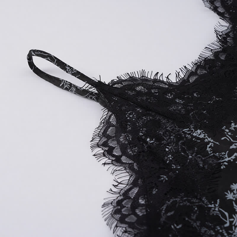 Black Floral Lace Cami Lounge Set - image 5