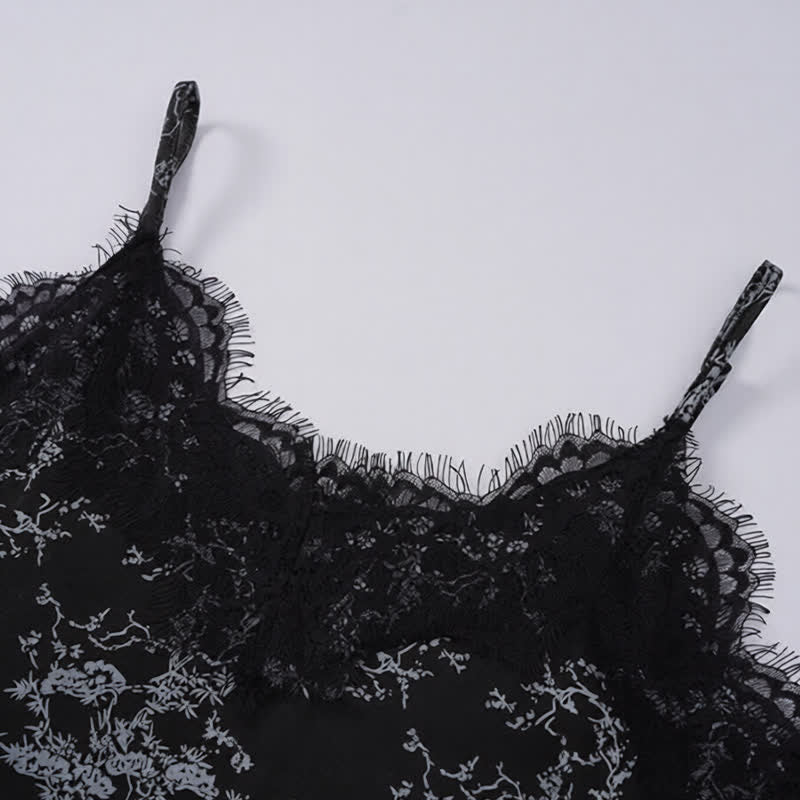 Black Floral Lace Cami Lounge Set - image 4