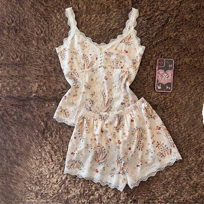 French Floral Cotton Lace Loungewear Set - image 2