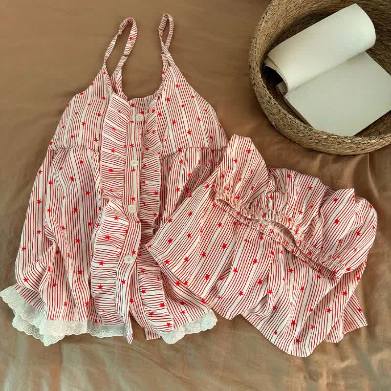 Stripe & Star Ruffle Cami Lounge Set - image 3