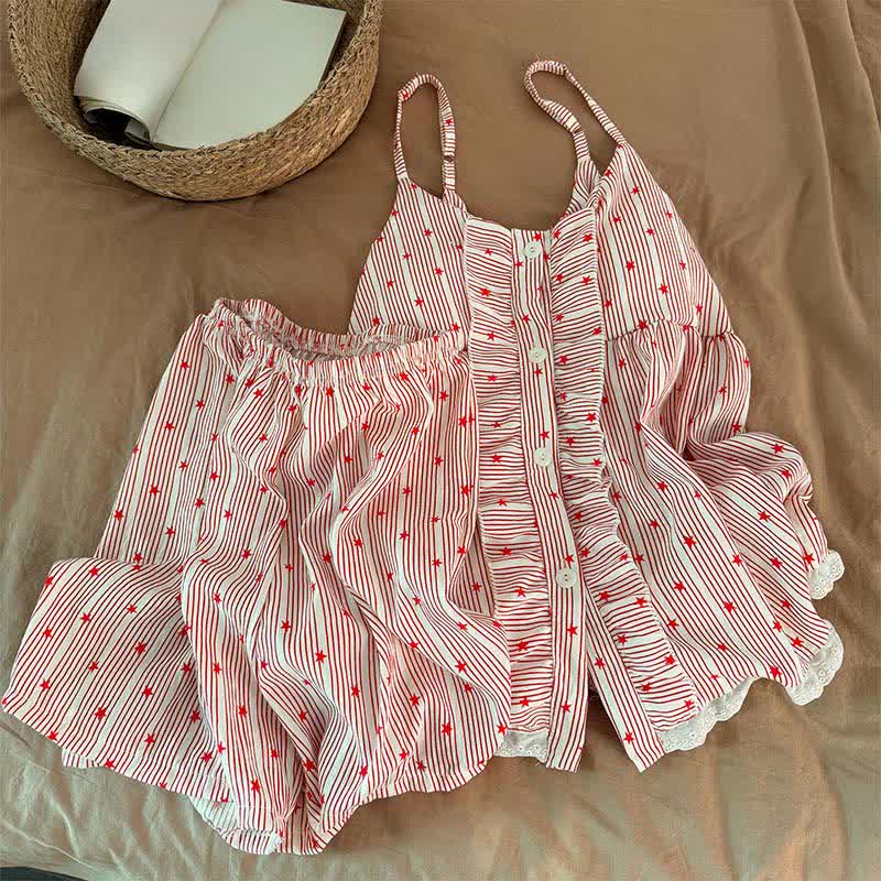 Stripe & Star Ruffle Cami Lounge Set - image 4