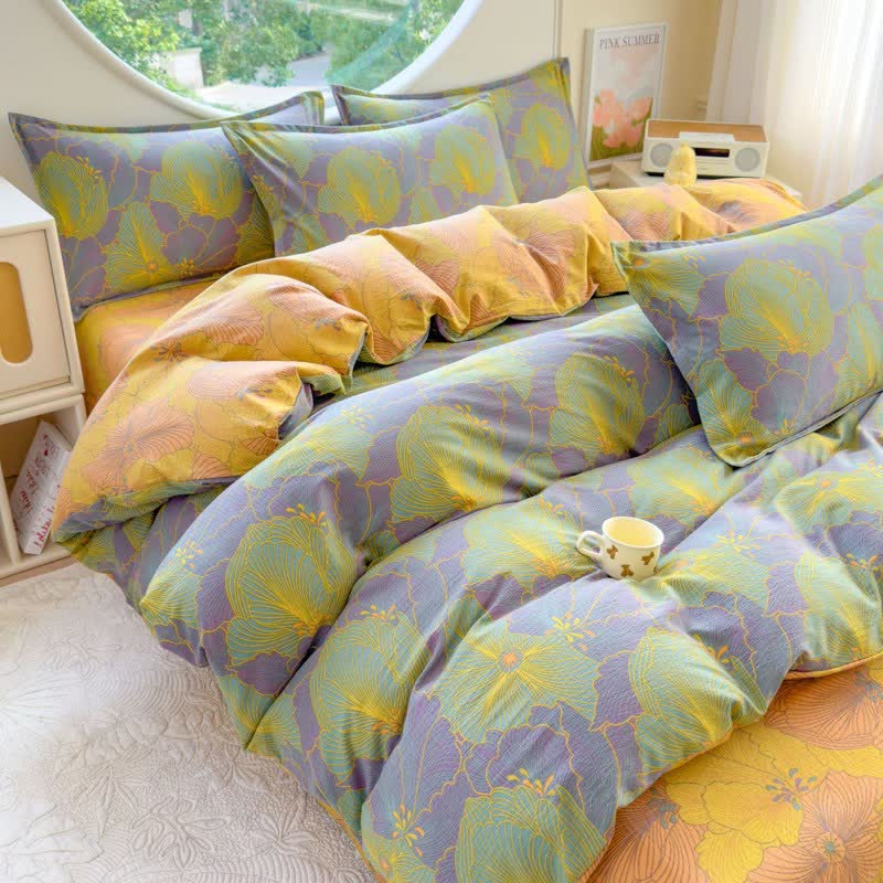 Abstract Floral Cotton Double Gauze Bedding(4PCS) - King - image 0