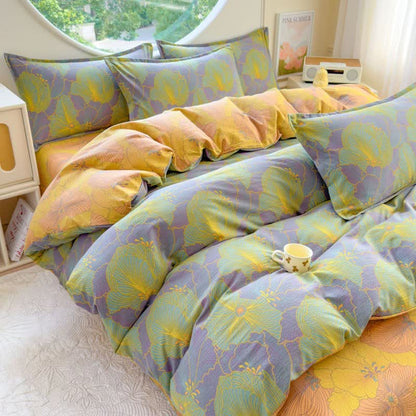 Abstract Floral Cotton Double Gauze Bedding(4PCS) - King - image 0