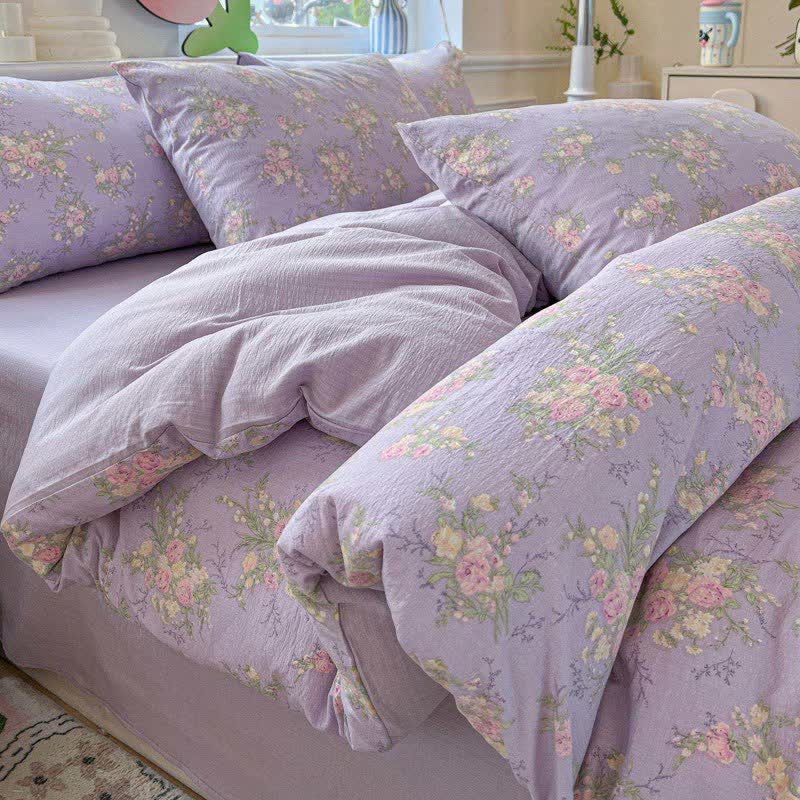 Dusty Purple Rose Cotton Gauze Bedding(4PCS) - image 3