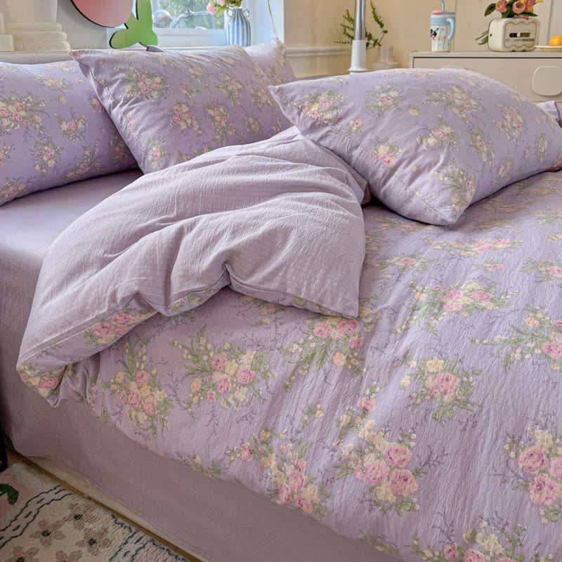 Dusty Purple Rose Cotton Gauze Bedding(4PCS) - image 2