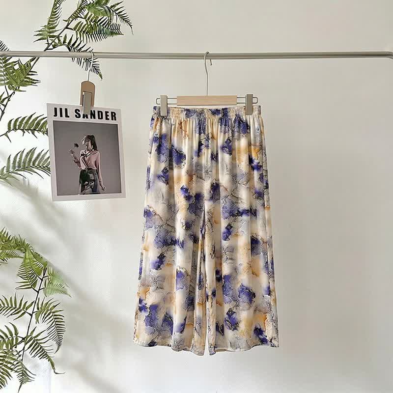 Artistic Print Cropped Lounge Pants - image 1