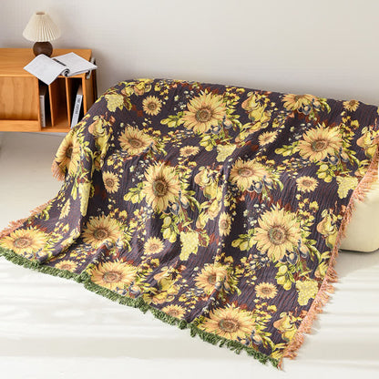 Vintage Sunflower 4-Layer Muslin Blanket Quilt - image 3