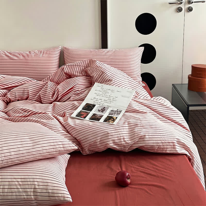 Washed Cotton French Blue Stripe Bedding Set - image 4