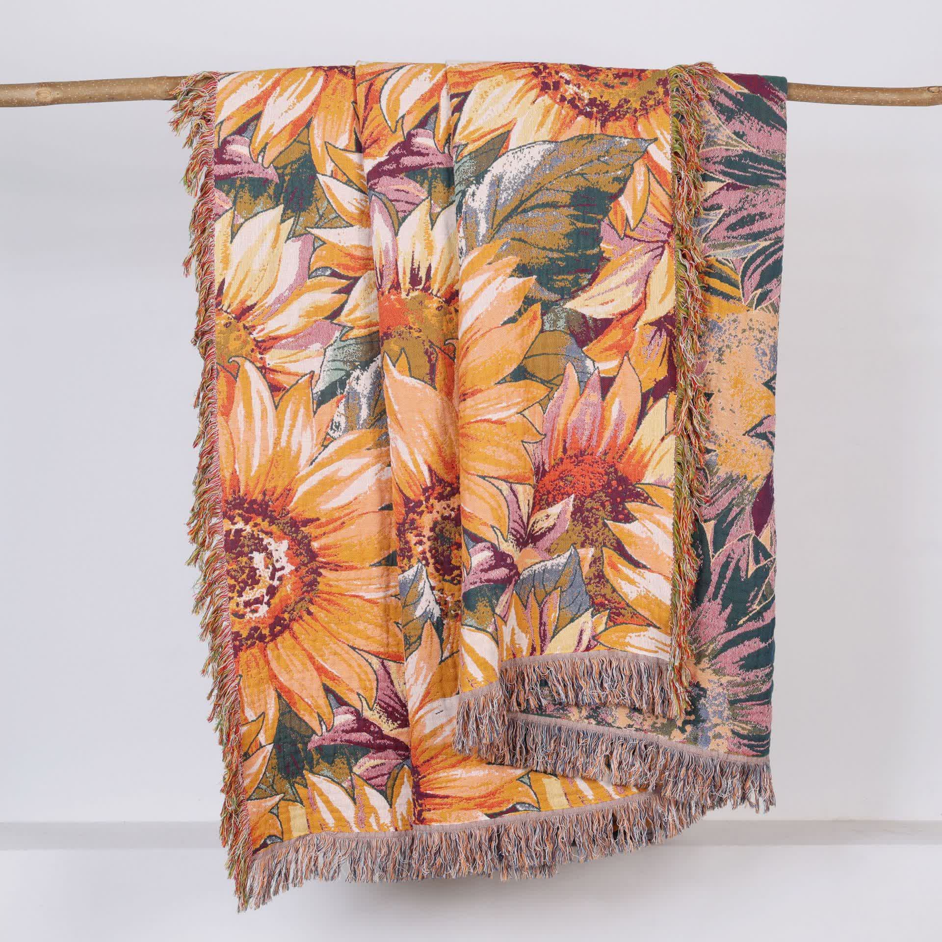 Boho Sunflower Cotton Gauze Bedspread Quilt - image 4