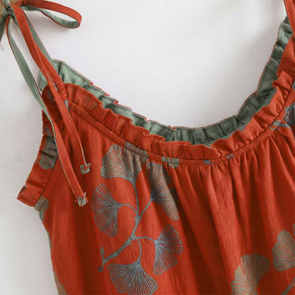 Ginkgo Leaf Cami Ruffled Pajama Set - image 12