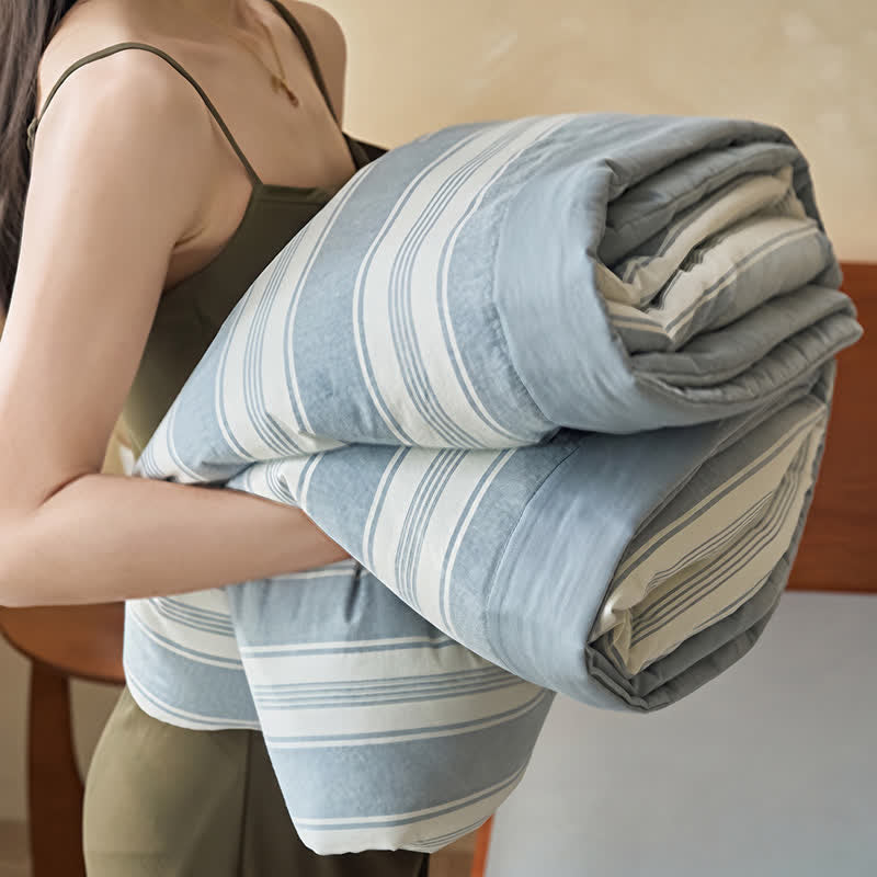 Light Blue Striped Double Gauze Bedding Set - image 1