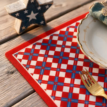 Festive Modern Red & Blue Plaid Table Placemat - image 1