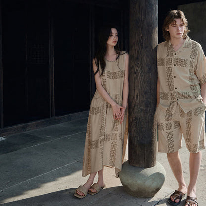 His & Hers Geometric Grid Loungewear Set - image 2