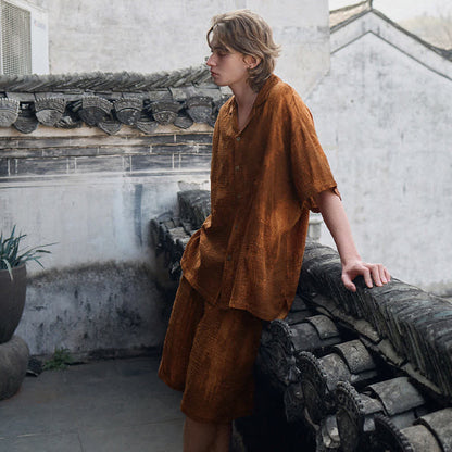 Rust Brown Matching Couple Cotton Pajamas - image 9