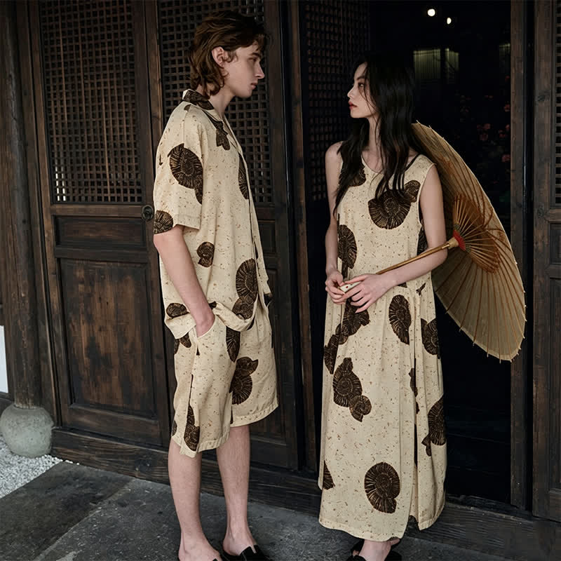 Matching Couple Shell Print Sleepwear Set - image 1