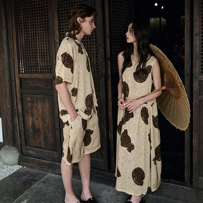 Matching Couple Shell Print Sleepwear Set - image 1