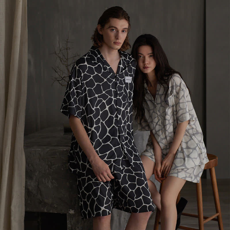 Matching Couple Irregular Stone Print Pajamas - image 1
