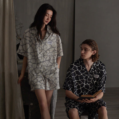 Matching Couple Irregular Stone Print Pajamas - image 0