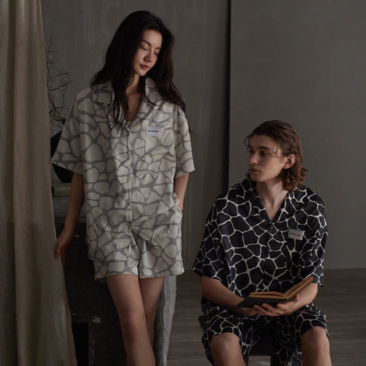 Matching Couple Irregular Stone Print Pajamas - image 0