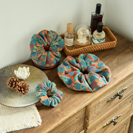 Boho Floral Scrunchies 3pc Set - Blue - 1 Pack Scrunchie - L - image 0