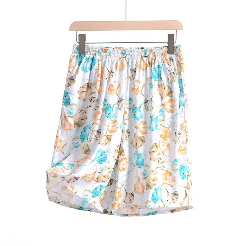 Floral Ginkgo Leaf Cotton Elastic Waist Lounge Skirt - image 5