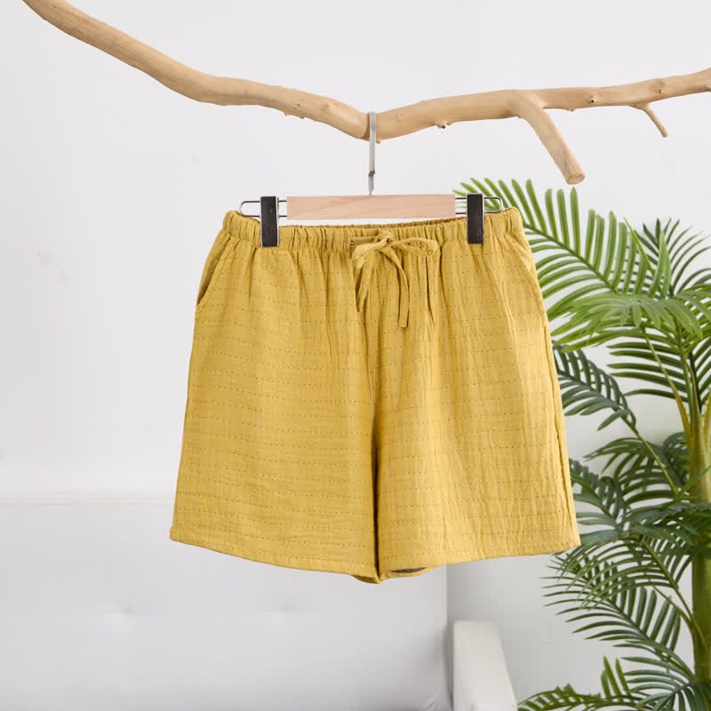 Relaxed Cotton Gauze Drawstring Lounge Shorts - Yellow - XL - image 16