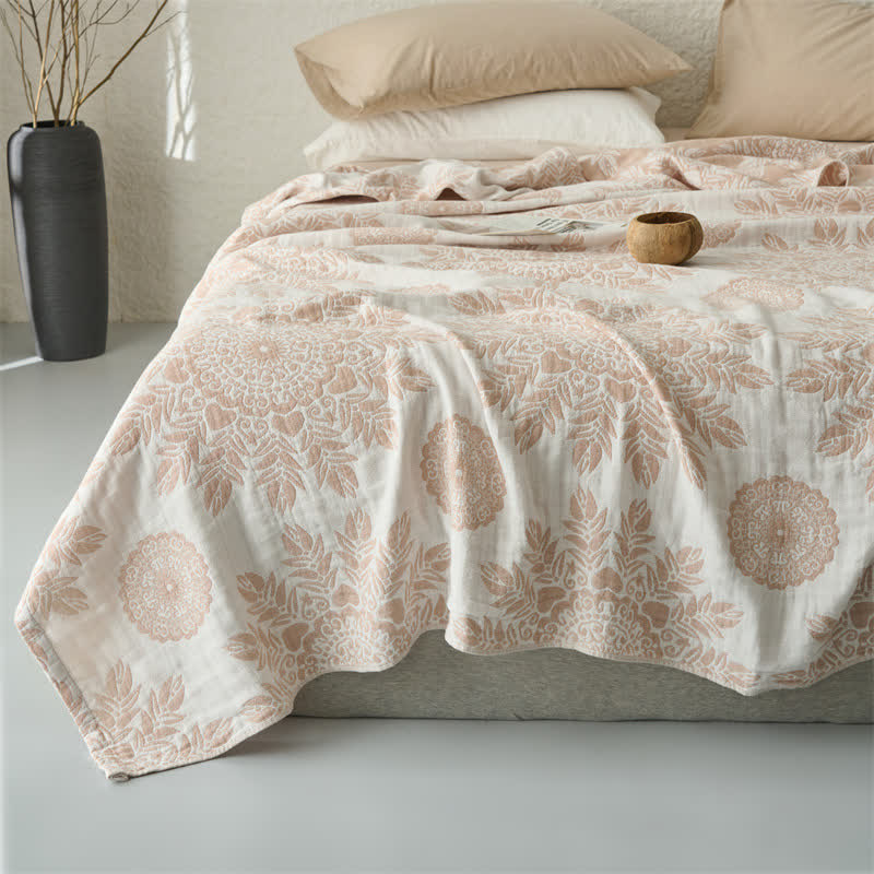 Vintage Floral Cotton Muslin Blanket Quilt - image 1