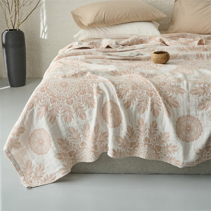 Vintage Floral Cotton Muslin Blanket Quilt - image 1
