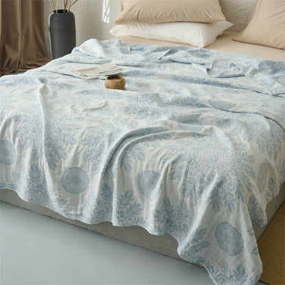 Vintage Floral Cotton Muslin Blanket Quilt - image 6