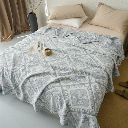 Retro Plaid Flower 3-Layer Muslin Throw Quilt - image 3