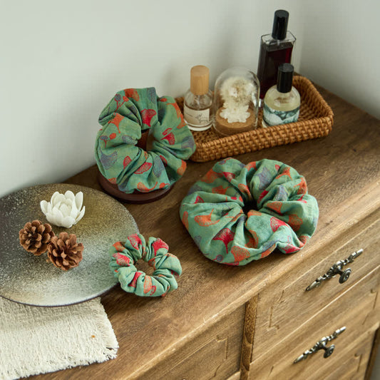 Ginkgo Hair Scrunchies 3 Pack - Green - 3 Pack Scrunchies - S+M+L - image 0