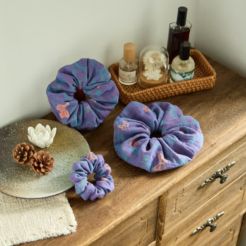 Butterfly Print Hair Ties 3 Pack - Purple - 1 Pack Scrunchie - L - image 0