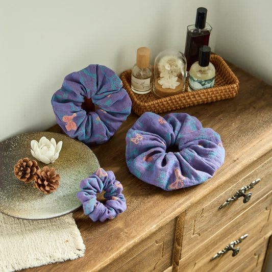 Butterfly Print Hair Ties 3 Pack - Purple - 1 Pack Scrunchie - L - image 0