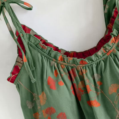 Elegant Ginkgo Cami Cotton Pajama Set - image 16