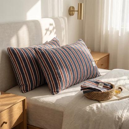 Vintage Stripe Woven Gauze Cotton Pillow Cover - image 1
