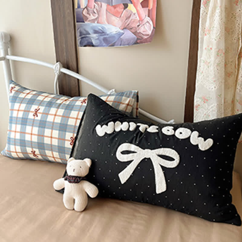 Soft Washed Cotton Bow Plaid Bedding Set - image 2