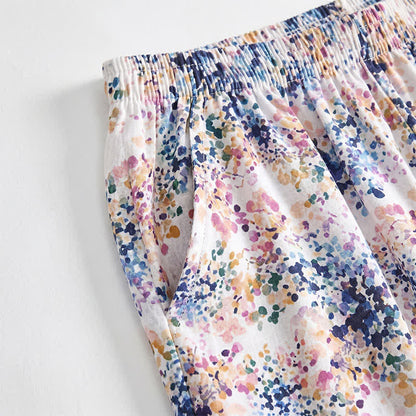 Summer Floral Cotton Smocked Waist Lounge Shorts - image 2