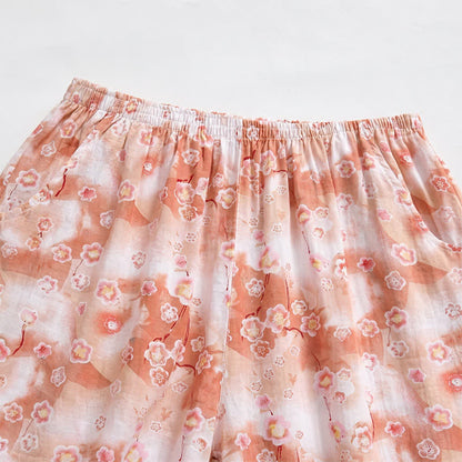 Summer Floral Cotton Relaxed Loungewear Shorts - image 1