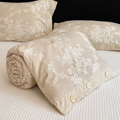 Rustic Floral Cotton Linen Blanket Quilt - image 3