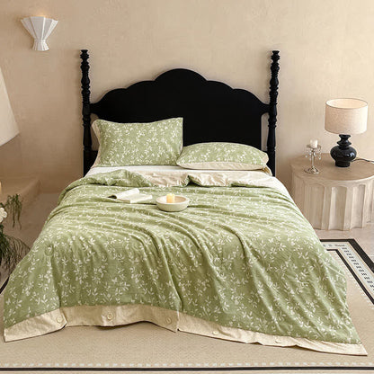 Leafy Vine Cotton Linen Blanket Quilt - image 1