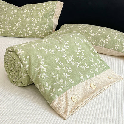 Leafy Vine Cotton Linen Blanket Quilt - image 3