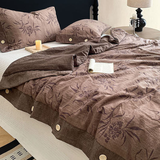 Vintage Botanical Cotton Linen Blanket Quilt - 2PCS Pillowcases - 19" x 29" - image 0