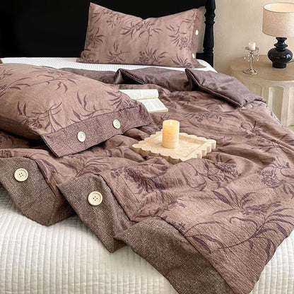 Vintage Botanical Cotton Linen Blanket Quilt - image 3