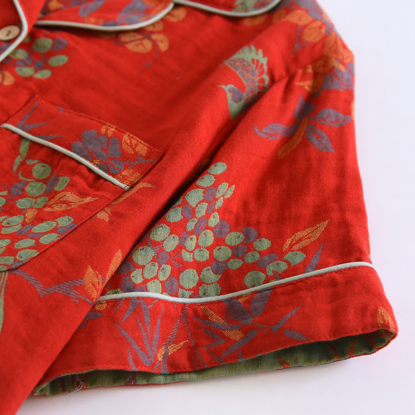 Vintage Bird Floral Cotton Loungewear Set - image 8