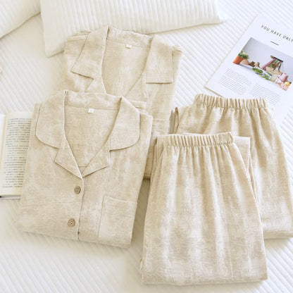Minimalist-style Couple Button Front Loungewear Set - image 3